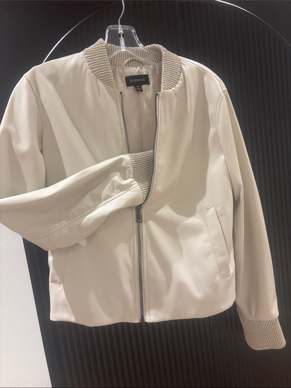 Evereve Light Cream Zip Bomber Jacket
